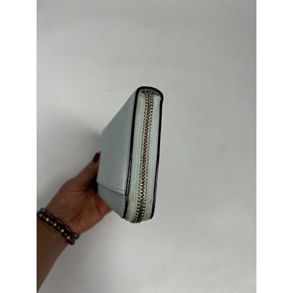 Kate Spade Zip Around Wallet Light Blue Leather Accessories Purse Designer Long - Picture 7 of 11